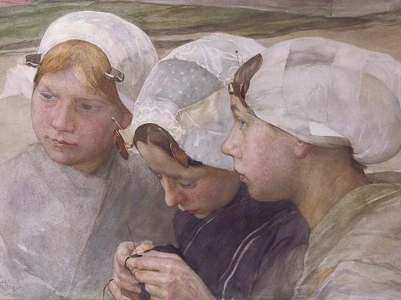 1861-Pieter de Josselin de Jong - Tre ragazze di Scheveningen